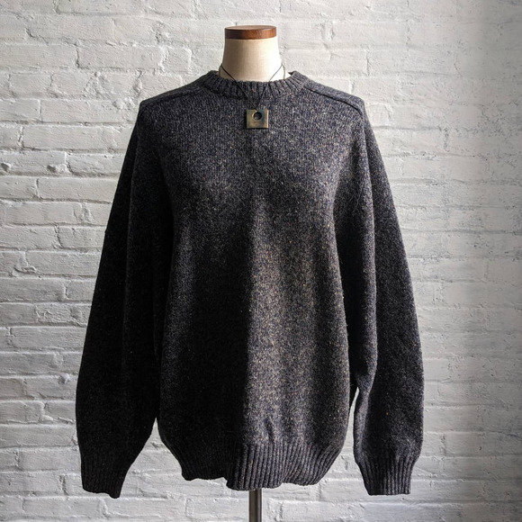 Free People Sweaters - Vintage Knit Wool Grey Grandpa Sweater Minimalist Fairisle Grunge Earthtone Top
